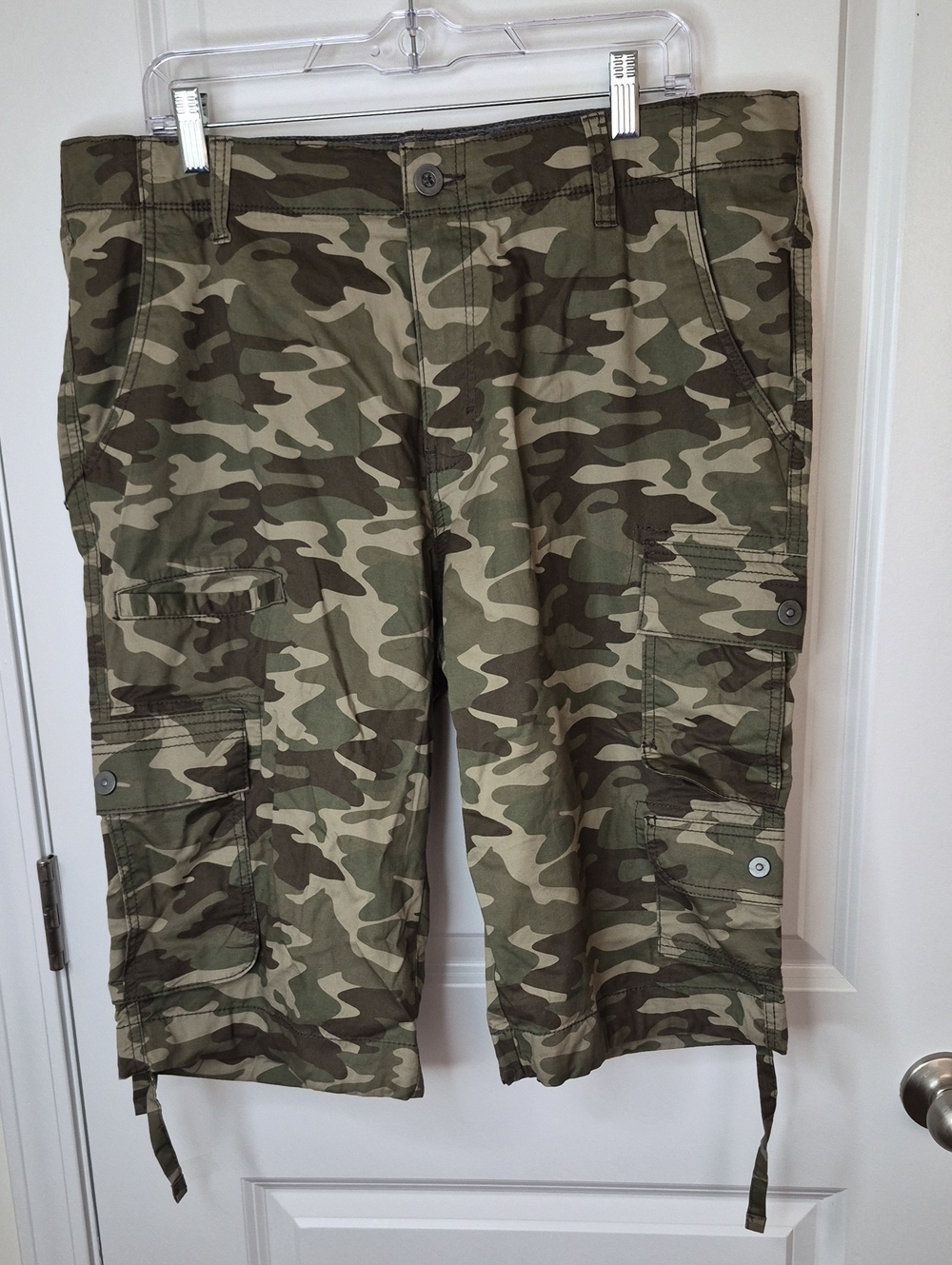 George Men's Camouflage Cargo Shorts - Green & Brown Size 38